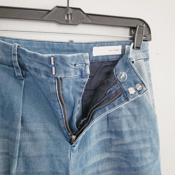 sass & bide Night Vision Denim Crop Distressed High Waist Jeans Women's Size 4 - Picture 7 of 9